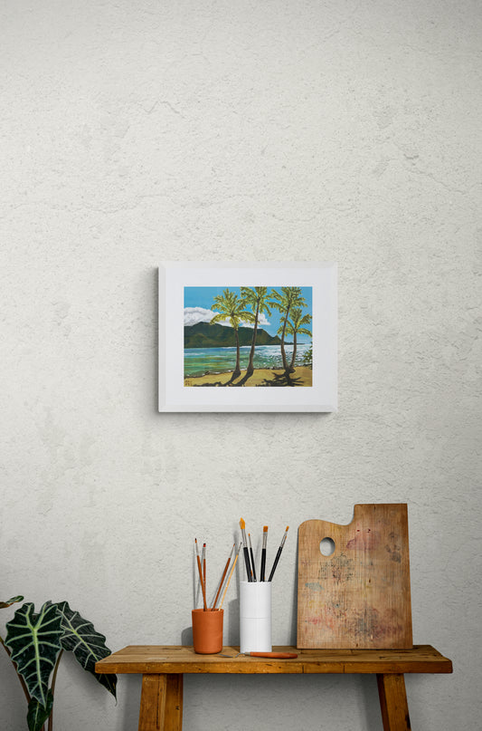 Matted print of Hanalei Lights