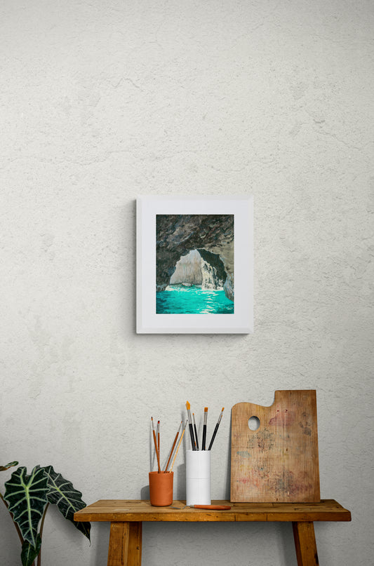 Matted print of Open ceiling cave